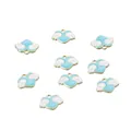 Detailed view of nine sky blue heart-shaped wing charms with gold alloy edges - Blue