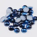 Detailed view of flatback blue metallic half pearls for DIY crafts and nail art - Black Blue