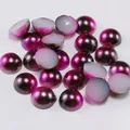 Macro detail of metallic purple gradient semi-round flatback pearls for DIY crafts - Rose Red Dark Coffee