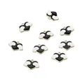 DIY black and white enamel heart wing pendants with gold-plated metal edges for jewelry - Black