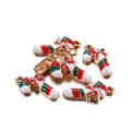 Kerst zuurstok hanger van goudkleurig metaal met rood, wit en groen emaille finish - Kerst Zuurstok Stijl / 10 Stuks Verpakking