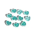 DIY acrylic heart beads with teal core and white smiley face patterns for jewelry making - 10 Pieces/Pack / Lake Green
