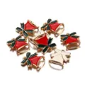 Kerstbel hanger in rood emaille met groene strik voor het maken van DIY-sieraden - Kerst Rode Bel Stijl / 10 Stuks Verpakking