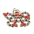 Pendentif couronne de Noël en alliage avec nœud rouge pour la création de bijoux DIY - Style Couronne de Noël / Lot de 10