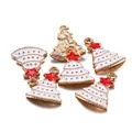 Pendentif sapin de Noël en alliage avec émail blanc et finition dorée pour bijoux DIY - Style de Sapin de Noël Blanc / Lot de 10