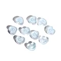 Macro detail of heart-shaped light blue acrylic beads with smiley face for DIY jewelry - 10 Pieces/Pack / Sky Blue
