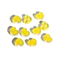 Macro detail of yellow transparent heart-shaped beads with cute smiley face patterns - 10 Pieces/Pack / Yellow