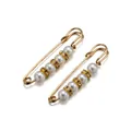 Detalle de dos broches de perlas doradas con diamantes para el ajuste de prendas - Estilo 3-Bisel 4-Perlas Artificiales Pequeñas (5.5cm) / Oro blanco