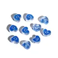 Translucent dark blue acrylic heart beads with smile face design for DIY jewelry - 10 Pieces/Pack / Blue