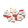 Pendentifs gants de Noël rouges à flocons avec émail doré pour bijoux DIY - Style de Gantelet à Flocon Rouge / Lot de 10