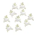 Set of 10 golden elk pendants with light purple and white enamel for DIY jewelry - White Reindeer