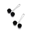 Close-up of black beaded U-shaped hijab pins with detailed textured finish on metal - 21x34mm, 2-Piece Set / Black