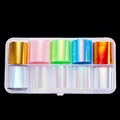 Kit de feuilles de transfert nail art avec 10 rouleaux de papier laser aurora en boîte - Style C