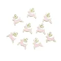 Set of nine pink and gold reindeer pendants with enamel finish for DIY jewelry making - Pink Reindeer