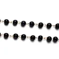 DIY black bead necklace chain with gold metal links for jewelry making projects - Dense Artificial Pearl Style / 50cm / Black