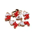 Pendentif chaussette de Noël en alliage rouge et doré pour accessoires bijoux DIY - Style Bottes de Noël / Lot de 10