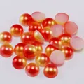 Flatback half round acrylic pearls with red and gold gradient for DIY crafts - Orange Red