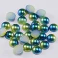 Flatback half round gradient acrylic beads with metallic luster for DIY phone case craft - Dark Green