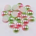 Flatback half round acrylic pearls with pink and green aurora gradient effect - Pink & Green