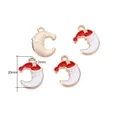Pendentif Noël lune Père Noël en alliage avec émail rouge et hauteur de 20mm - Style 1 Lune / Lot de 10