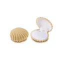 Muschel-Schmuckkästchen aus Samt in Beige mit weißem Futter für Ringe und Ohrringe - 80*58*40mm / Aprikosenfarbene Muschel