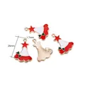 Pendentif sapin de Noël en émail rouge avec bords dorés et nœud vert, taille 26mm - 2# Style de Chapeau 01 / Lot de 10