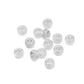 Detalle macro de cuentas de resina brillante con núcleo de metal para pulseras de DIY - Juego de 5 (aprox. 14 mm) / Blanco Cuentas de Agujero Grande de Acrílico Llenas de Polvo (AC2091)