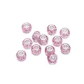 Detalle de cuentas de resina con purpurina rosa y núcleo de metal para pulseras de bricolaje - Juego de 5 (aprox. 14 mm) / Cuentas de agujero grande de acrílico púrpura claro rellenas de polvo (AC2091)