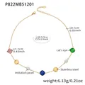 Detailed shot of 18k gold plated necklace with colorful cat-eye stones and pearls - Gold Multicolor