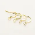 Ganchos para pendientes bañados en oro de 14K con detalle de perla y lazo abierto para bisutería - 17*19mm (20 Unidades/Paquete) / Oro 14K
