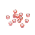 Cuentas de resina rosa naranja con purpurina y núcleo de metal para pulseras DIY - Juego de 5 (aprox. 14 mm) / Rojo Cuentas de Agujero Grande de Acrílico Llenas de Polvo (AC2091)