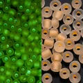 Cuentas de vidrio esmerilado luminosas de 3mm con efecto fluorescente para joyería DIY - Estilo Esmerilado / 3mm, 600 Piezas/Paquete / Amarillo Naranja