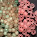 Cuentas de vidrio rosa mate de 3mm con efecto fluorescente verde amarillento DIY - Estilo Esmerilado / 3mm, 600 Piezas/Paquete / Rojo Camarón