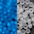 Cuentas de vidrio esmerilado de 3mm luminosas con brillo azul para joyería artesanal - Estilo Esmerilado / 3mm, 600 Piezas/Paquete / Blanco Azul Celeste