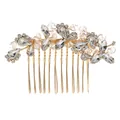Peigne à cheveux de mariée vintage avec strass doré champagne et détails en perles - Or