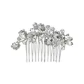 Peigne à cheveux de mariée en argent avec cristaux blancs clairs et strass étincelants - Argent
