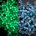 Cuentas de vidrio luminosas azules de 3mm con efecto verde brillante para joyería DIY - Transparente / 3mm, 600 Piezas/Paquete / Azul