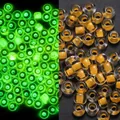 Cuentas de vidrio de 3mm naranja brillante con efecto fluorescente verde - Transparente / 3mm, 600 Piezas/Paquete / Amarillo Dorado