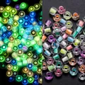 Cuentas de vidrio luminosas de 3mm en varios colores con efecto fluorescente de noche - Transparente / 3mm, 600 Piezas/Paquete / Multicolor