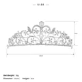 Diadème de mariage baroque argenté avec strass et motifs de cœur, 15x5cm - Style Floral Évidé Baroque(TS-J2591)