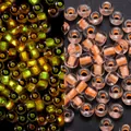 Cuentas luminosas de 3mm para joyería DIY en verde metálico y naranja con núcleo plata - Transparente / 3mm, 600 Piezas/Paquete / Rojo Naranja