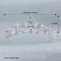 Couronne de mariée argentée avec perles et strass, 14,5 cm de diamètre pour mariage - Style de Luxe avec Strass en Forme de Poire (TS-J2718)