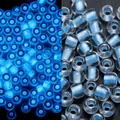 Cuentas de vidrio azul luminoso de 3mm para joyería DIY con efecto fluorescente - Transparente / 3mm, 600 Piezas/Paquete / Azul cielo