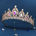 Corona de novia barroca dorada con diamantes blancos y cristales pera AB - Estilo Color Oro AB (TS-J2720GAB)