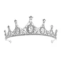Couronne élégante en alliage argenté avec perles et cristaux pour mariage et fêtes - Style Vintage Classique Gros Strass Ovale (TS-J2853)