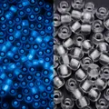 Cuentas de vidrio 3mm luminosas azul fluorescente para joyería artesanal - Transparente / 3mm, 600 Piezas/Paquete / Blanco a Azul Brillo