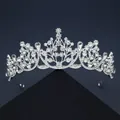 Couronne élégante en alliage argenté avec strass pour coiffures de mariée et de fêtes - Style de Texture de Plante Florale Symétrique (TS-J2920S)