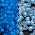 Cuentas de vidrio de 3mm azul claro irisadas y luminosas para creación de joyas - Estilo Irisado / 3mm, 600 Piezas/Paquete / Azul