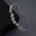 Elegant silver star headband with sparkling rhinestones for bridal weddings and formal events - Silver
