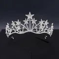 Tiara argentée élégante avec strass scintillants et motifs d'étoiles étagés - Style de Strass en Combinaison de Pentagramme (TS-J2761)